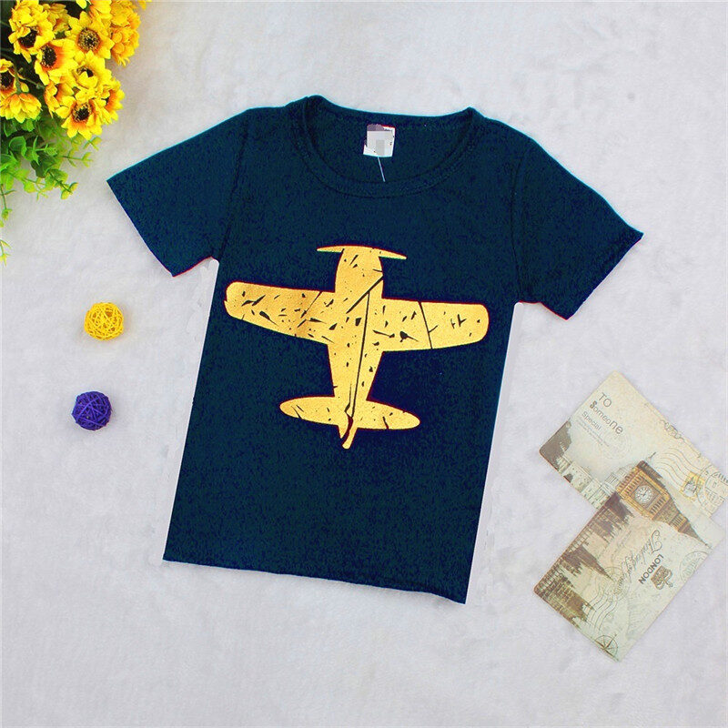 Fashion Casual Cotton Print Small Airplane Kids T-shirt