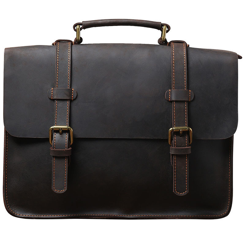 Simple First Layer Cowhide Backpack Briefcase Men