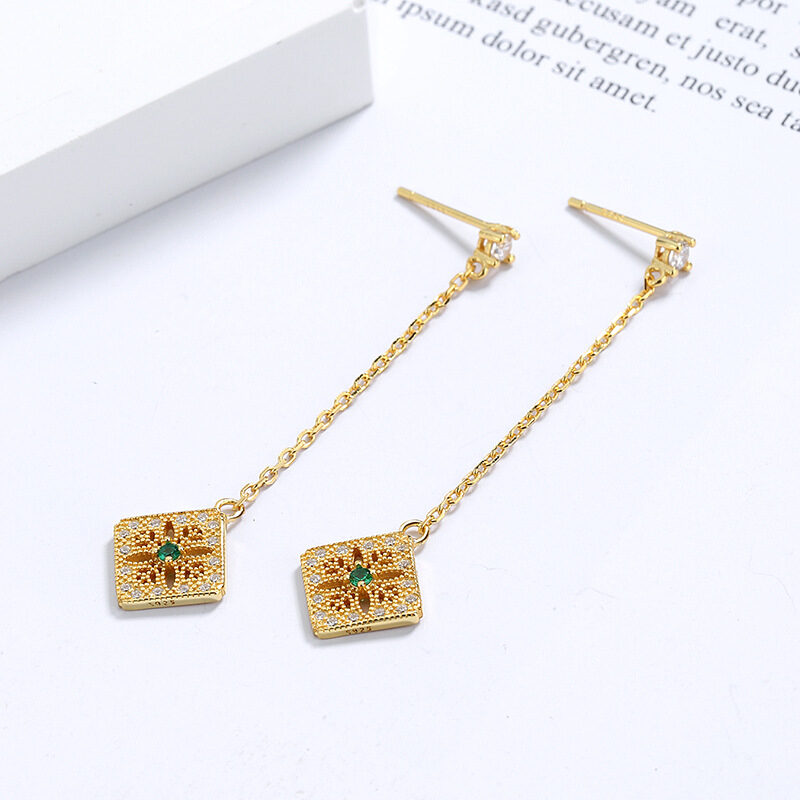 Fringe Earrings Emerald Diamond Earring