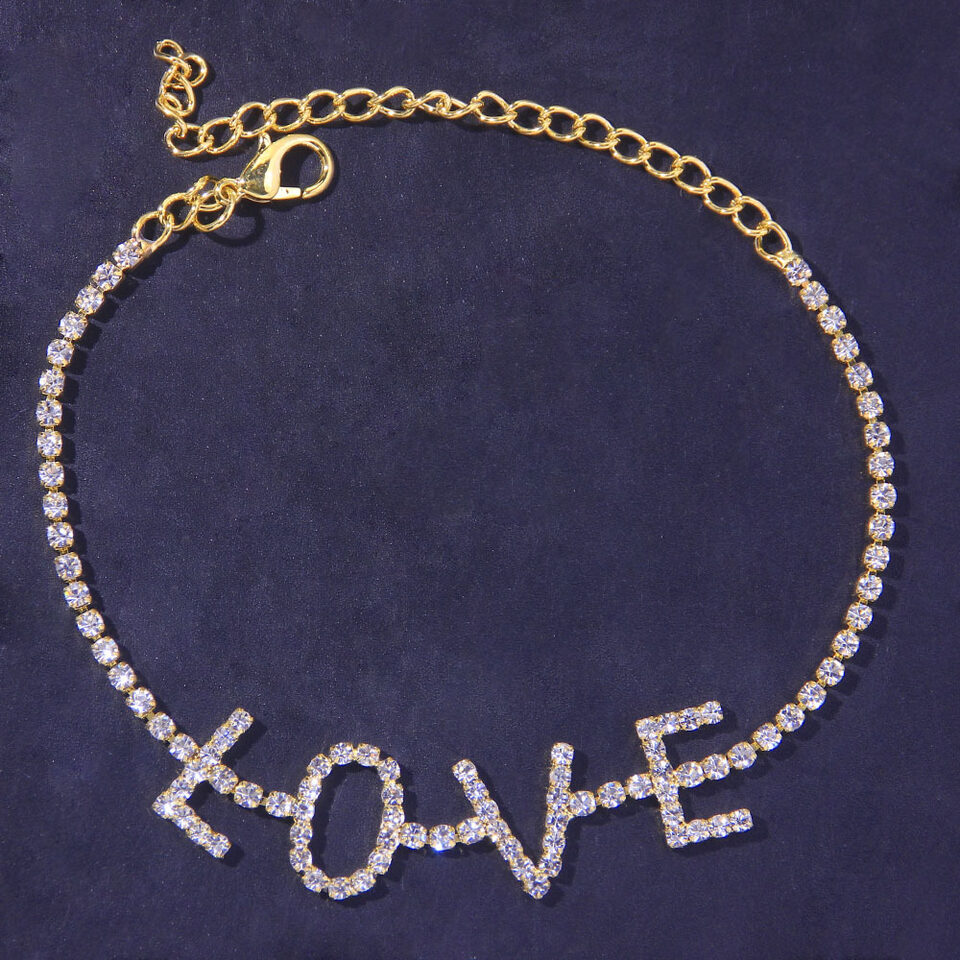 Letter Anklet LOVE Rhinestone