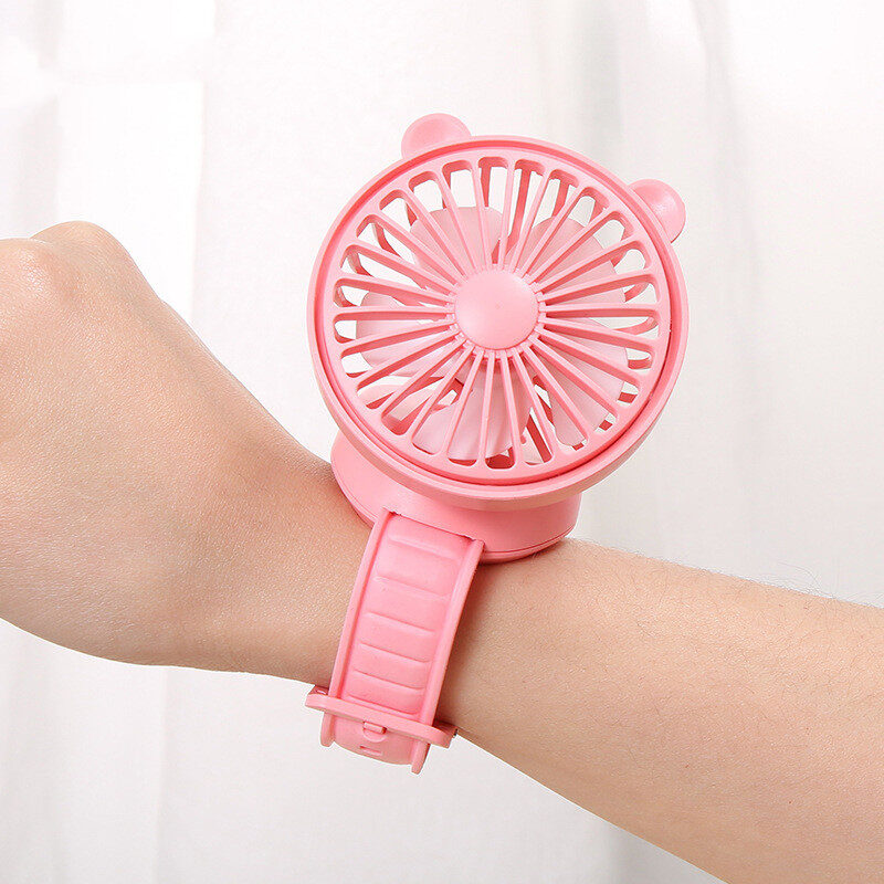 Rechargeable Watch Fan Student Desktop Bear Handheld Mini