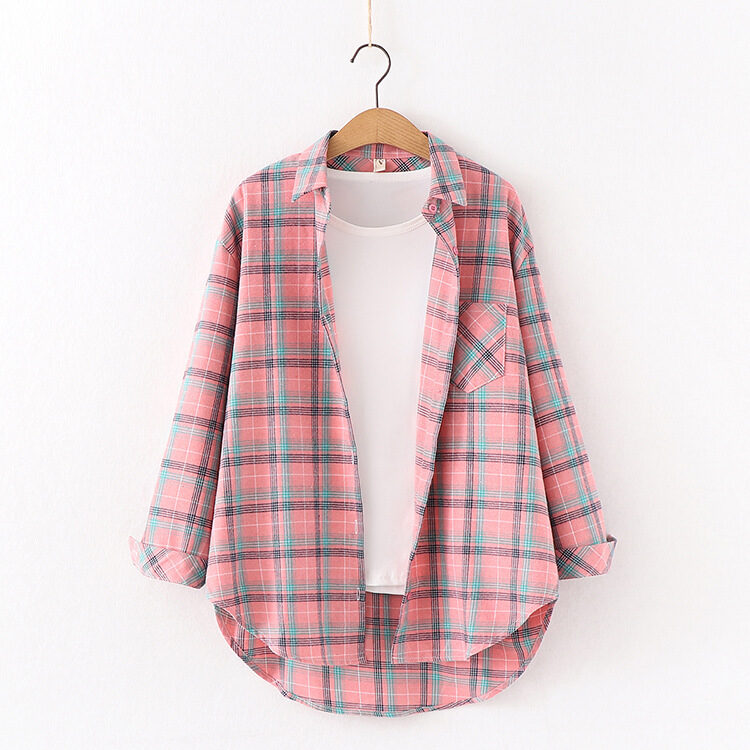 New Brand Plaid Shirt Women Loose Plus Size
