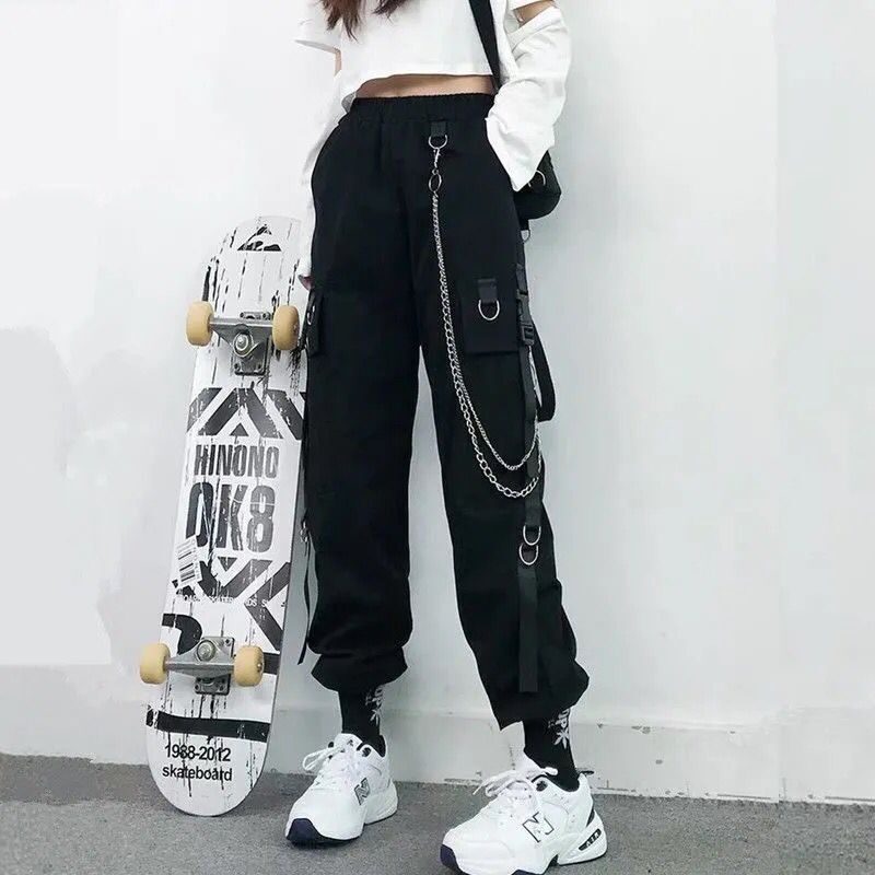 Women Cargo Pants Harem Fashion Punk Pockets Jogger