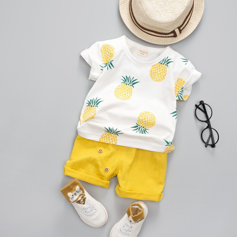 Summer Short-sleeved Suit Kids T-shirt Clothes Shorts Two-piece