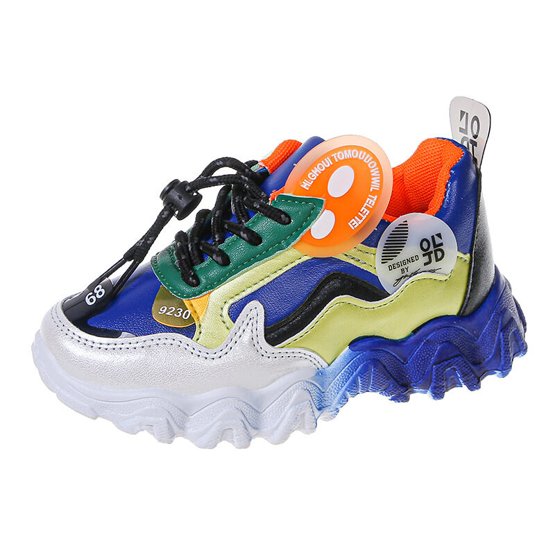 Colorblock Casual Wave Bottom Sneakers Children's Shoes Old