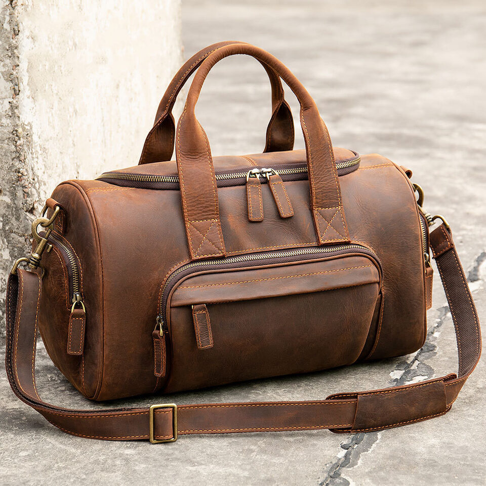 New Leather Handmade Retro Men's Hand Luggage Bag