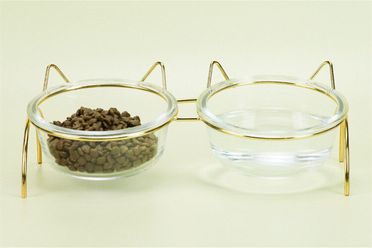 Glass Cat Bowl Drinking Dish Feeder For Pet