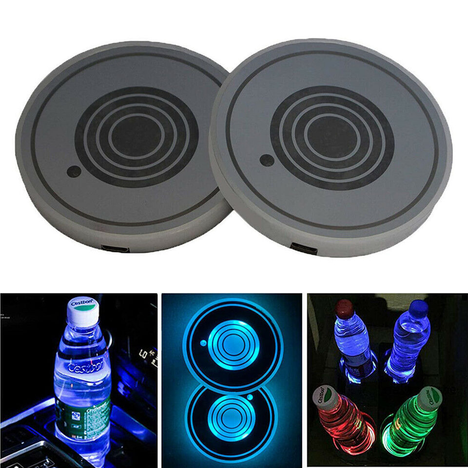 USB Charging Car Led Cup Holder Water Bottom