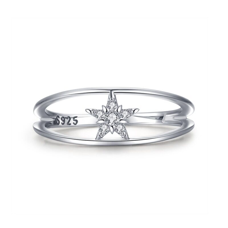 Sterling Silver Ring Female Korean Niche Design Double