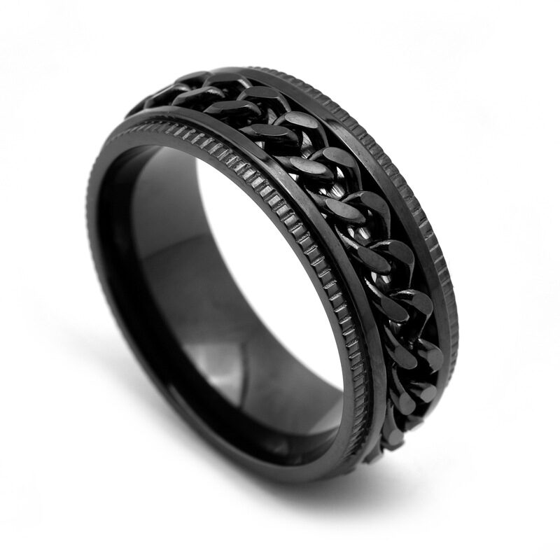 Mens Stainless Steel Spinner Rings Men Cool Fidget