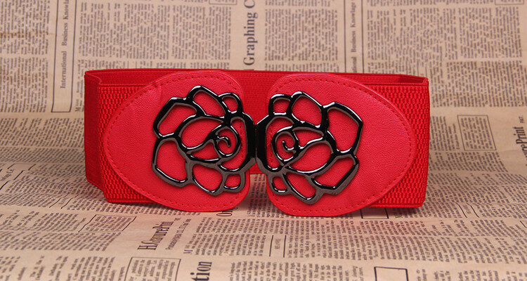 3 Women's Belts Elastic Rose Buckle Tight