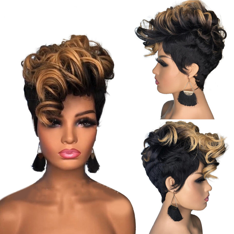 Ladies African Small Curly Hair Dyeing Short Wig