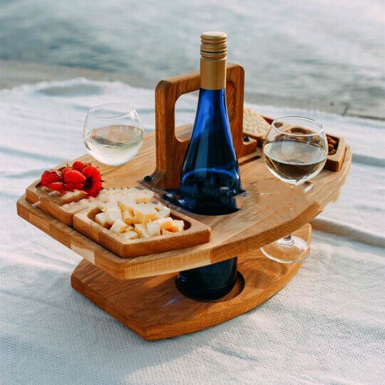 Wine Tray Outdoor Picnic Portable Hanging Glasses