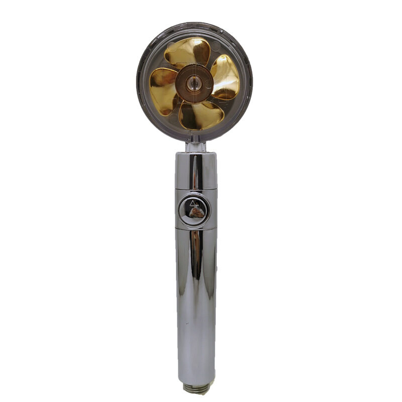 Propeller Driven Shower Head With Stop Button
