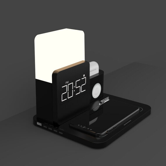 3 In 1 Clock Night Light Qi Wireless