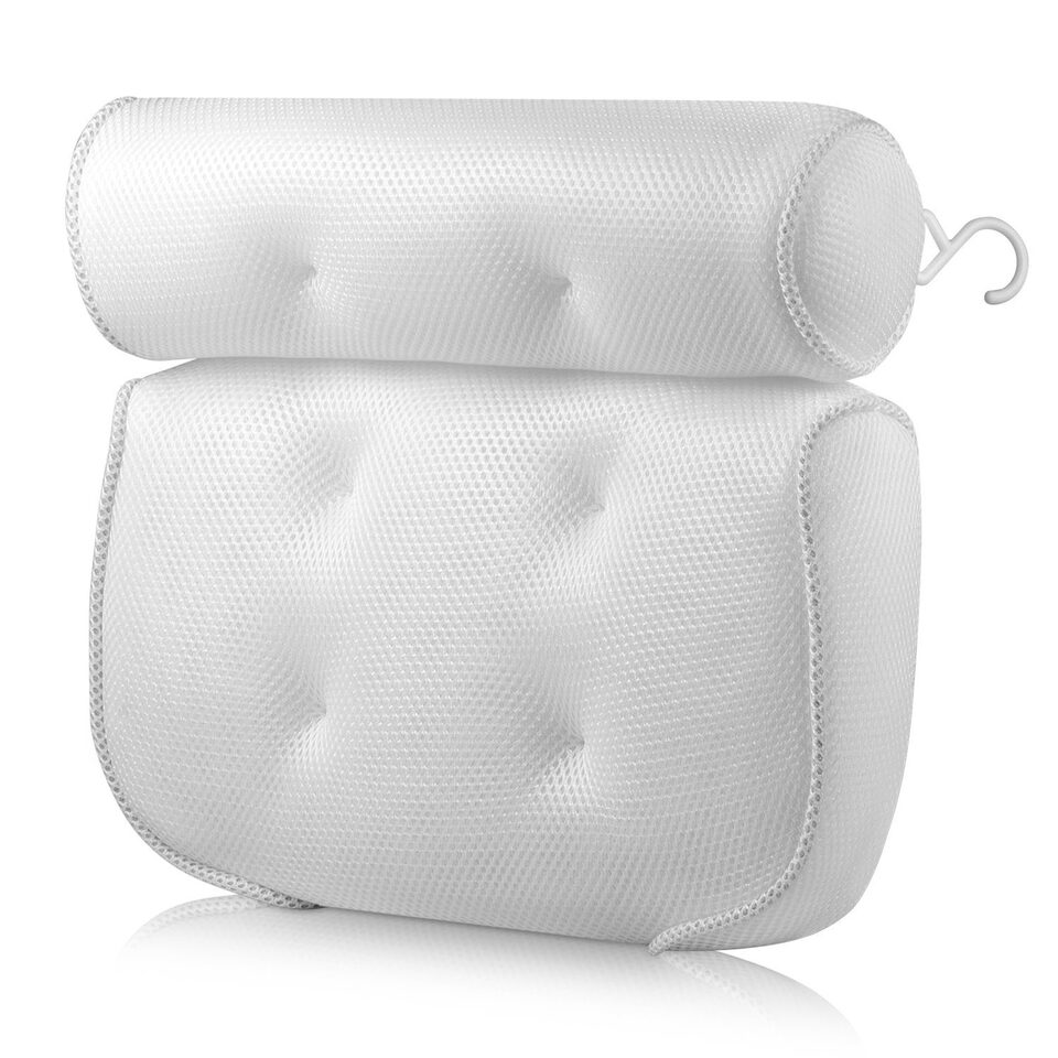 Bathroom Suction Cup Pillow Mesh Bath Bathtub