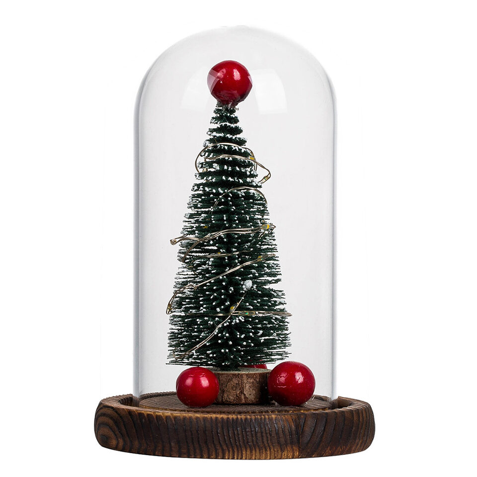 Creative Christmas Tree Glass Cover LED Lights Decorations