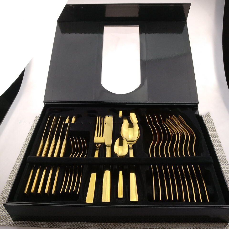Stainless Steel Western Cutlery Set Golden 24 Piece