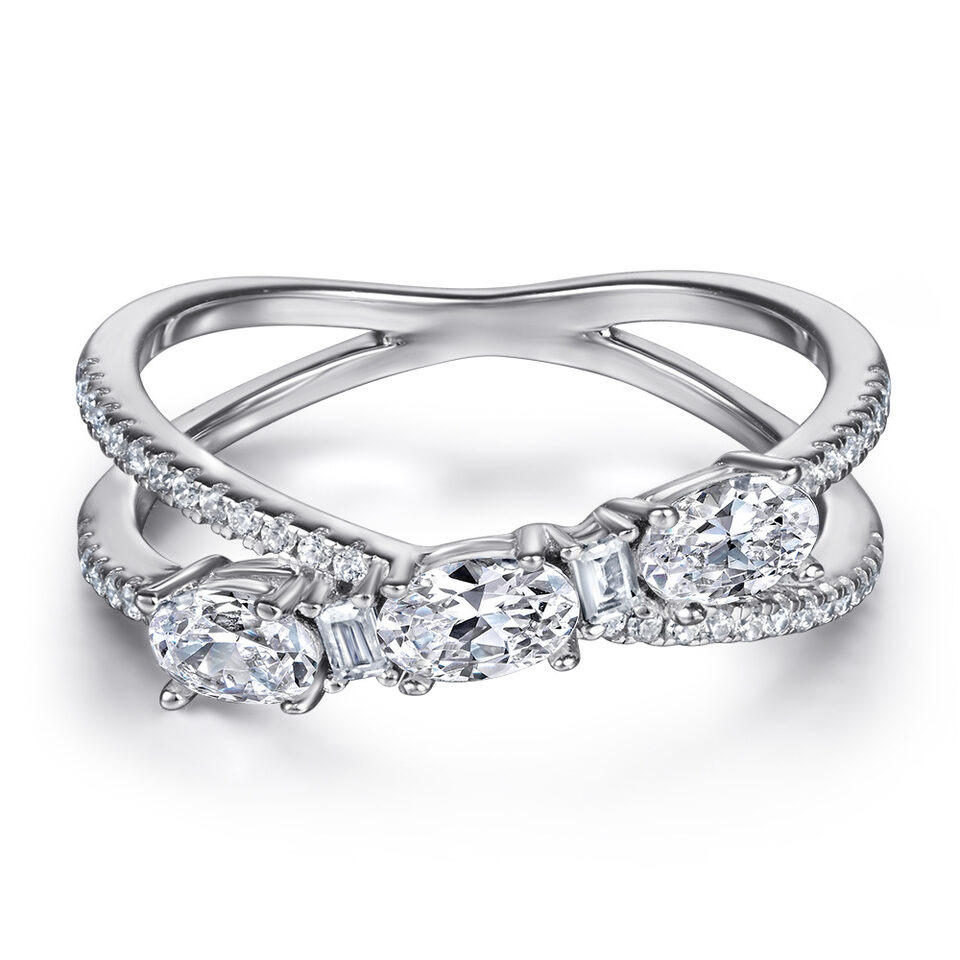 Rings 925 Silver Rotary Cross Denier Zircon Ring