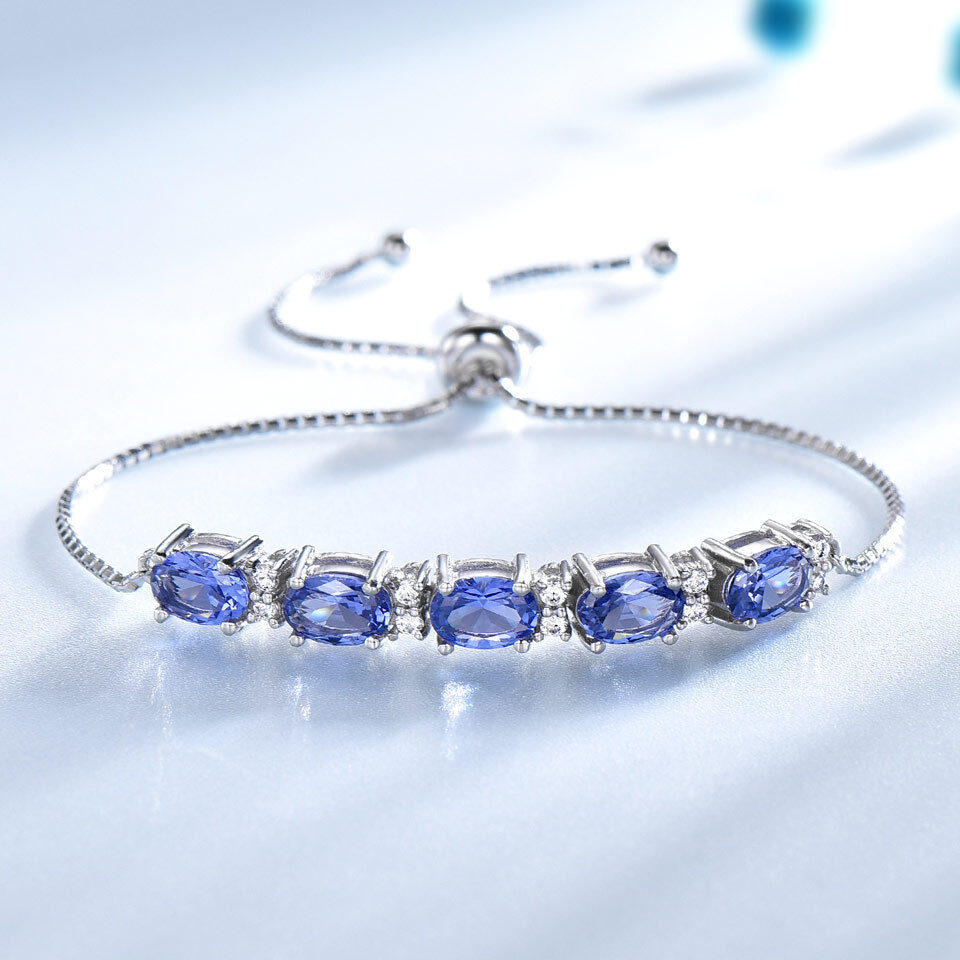 Bracelets For Women Gemstone Blue Topaz Adjustable Chain