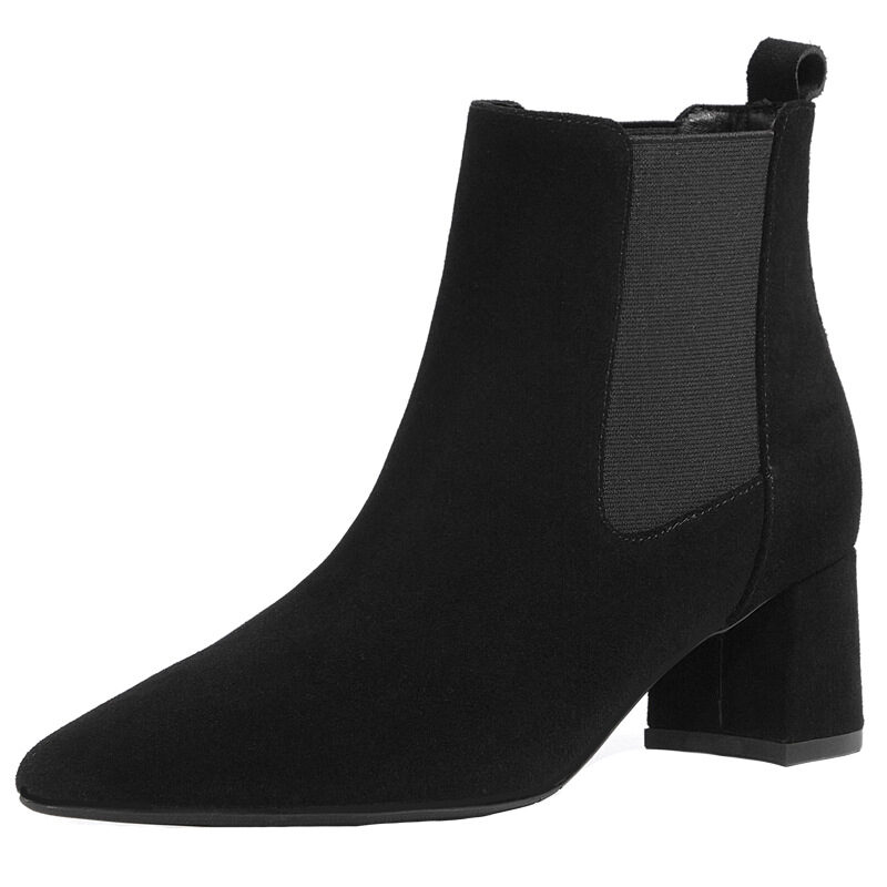 Short Boots Women's Leather Thick Heel Mid-heel