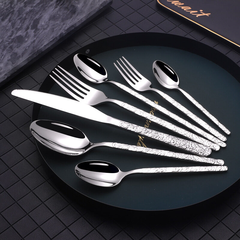 Embossed Textured Handle Steak Cutlery Western