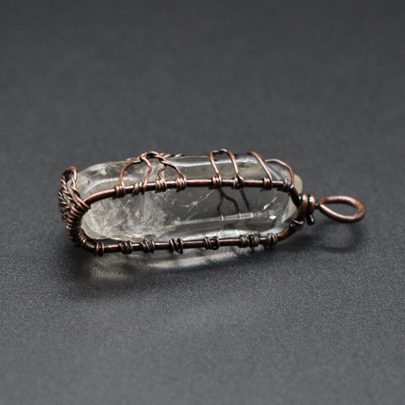 Stone Crystal Pillar Tree Of Life Pendant Ins