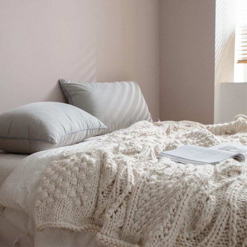 Hand-woven Thick Wool Blankets Sofa Towels And Upholstered