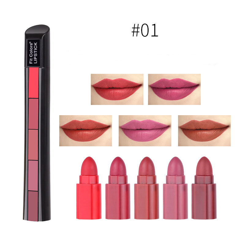 Matte 5-color Lipstick Set Velvet Lip Stick Non-stick