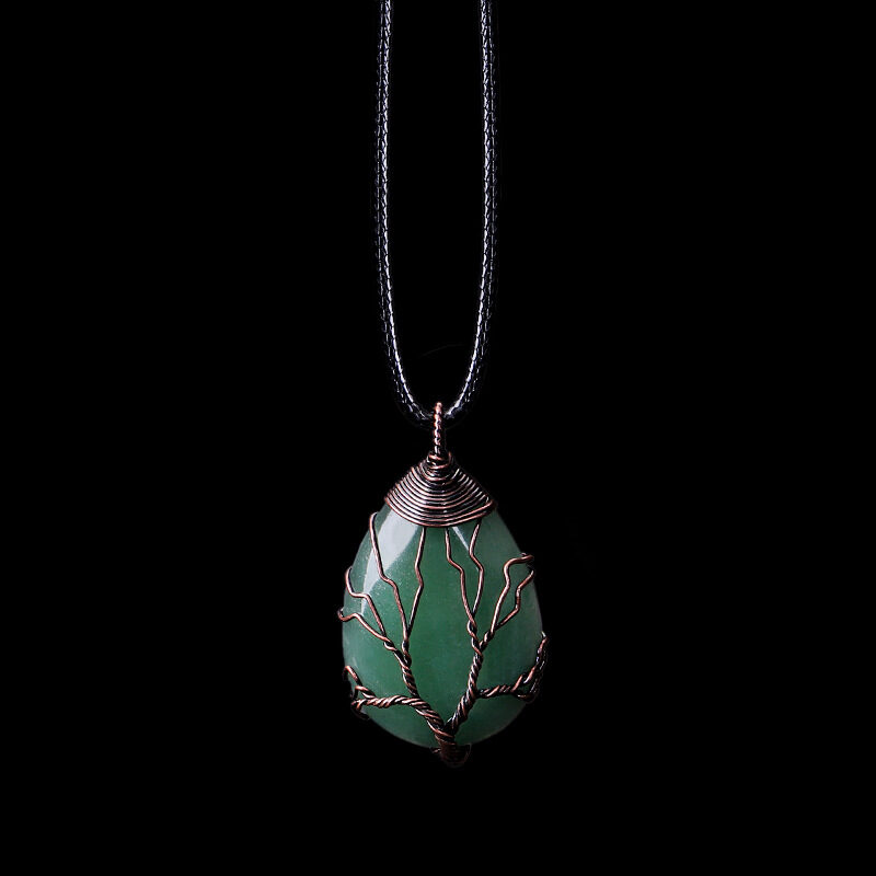 Natural Stone Crystal Drop-shaped Winding Tree Of Life