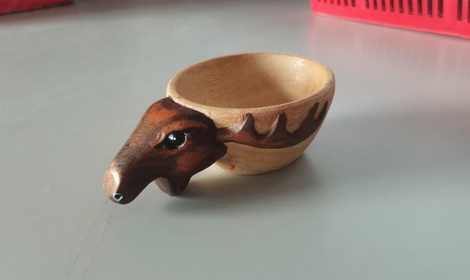 Hand Carved Cup Scandinavian Kuksa Wooden Mug Camping
