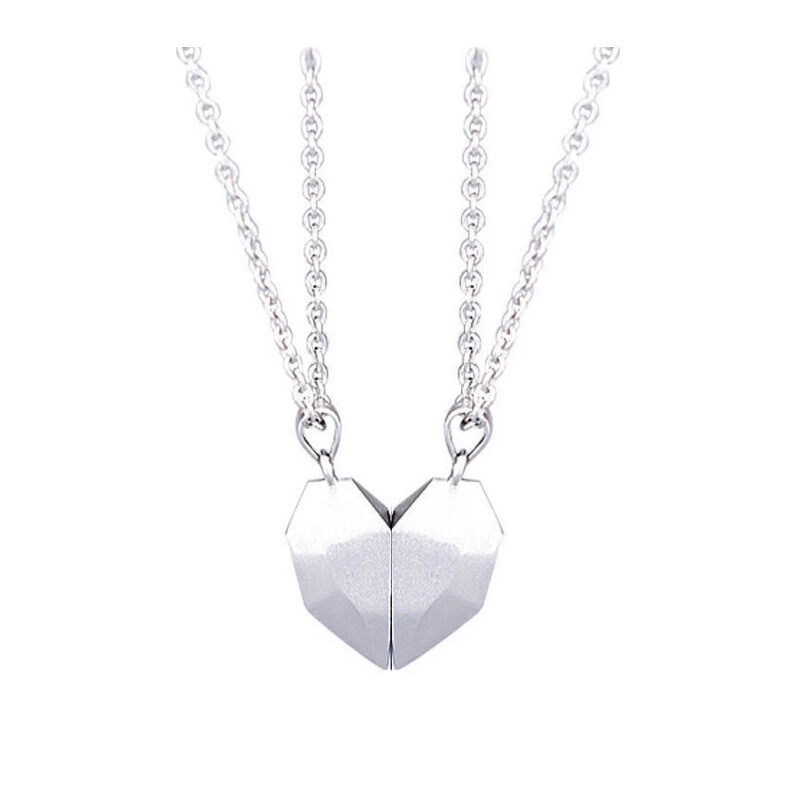Minimalist Lovers Matching Friendship Heart Pendant Couple Magnetic