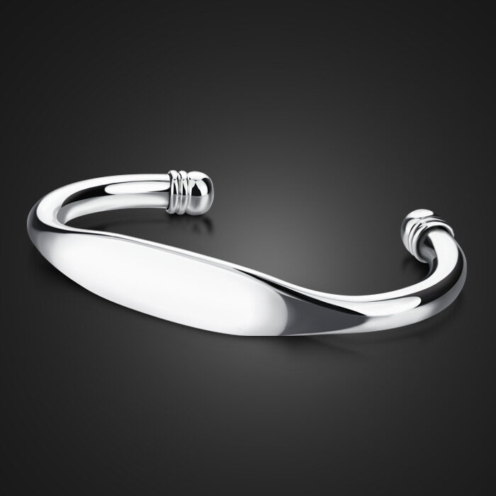 Fashionable Simple Glossy Bracelet 925 Silver Plated Men And Women Couple Bracelets