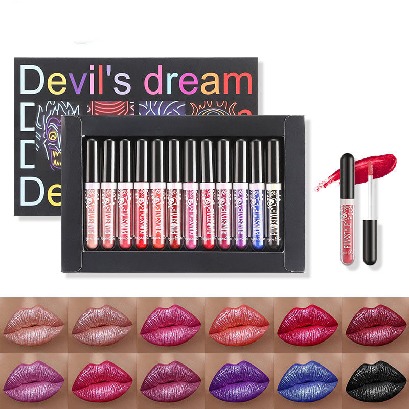 12Pcs Liquid Lipstick Set Halloween Makeup Diamond Symphony