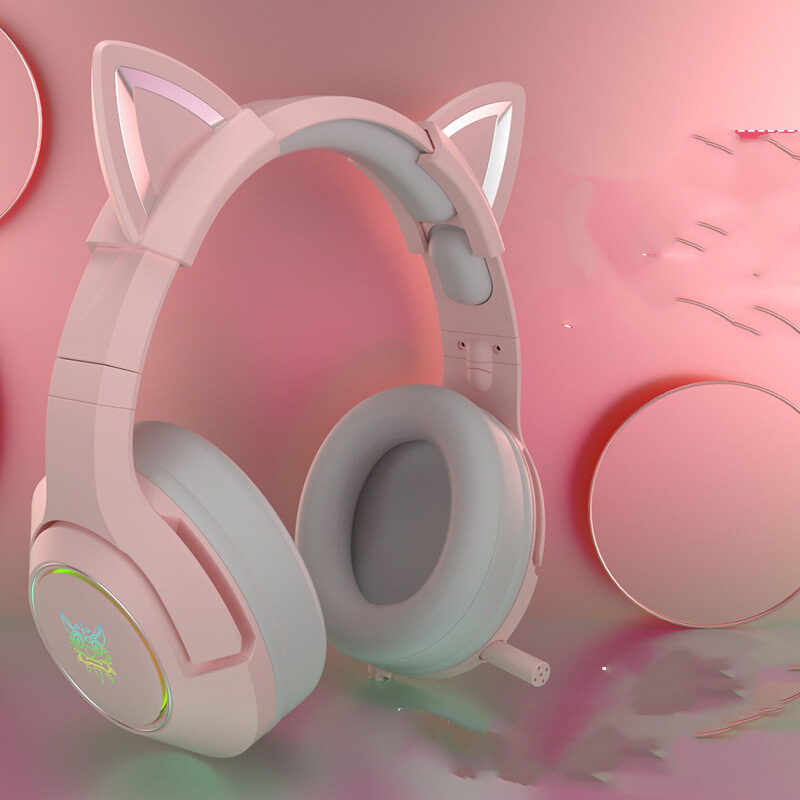 Head-mounted Gaming Cute Girls Wired Computer Headset