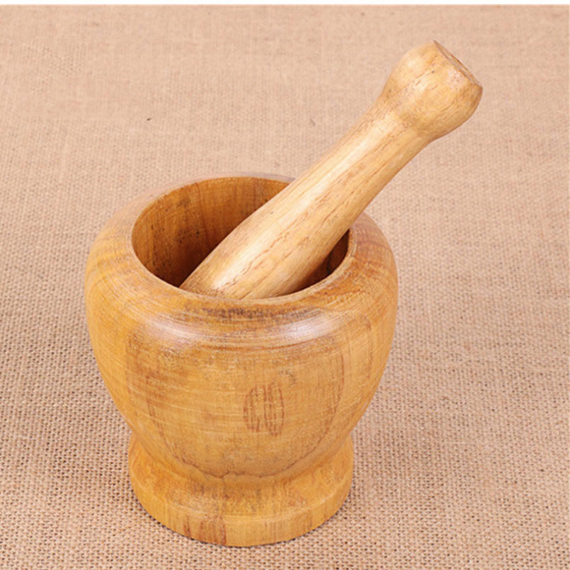 Kitchen Gadgets Wooden Garlic Masher Mortar Household Peeler