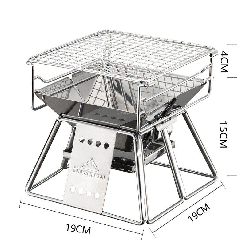 Portable Stainless Steel BBQ Grill Non-stick Surface Folding