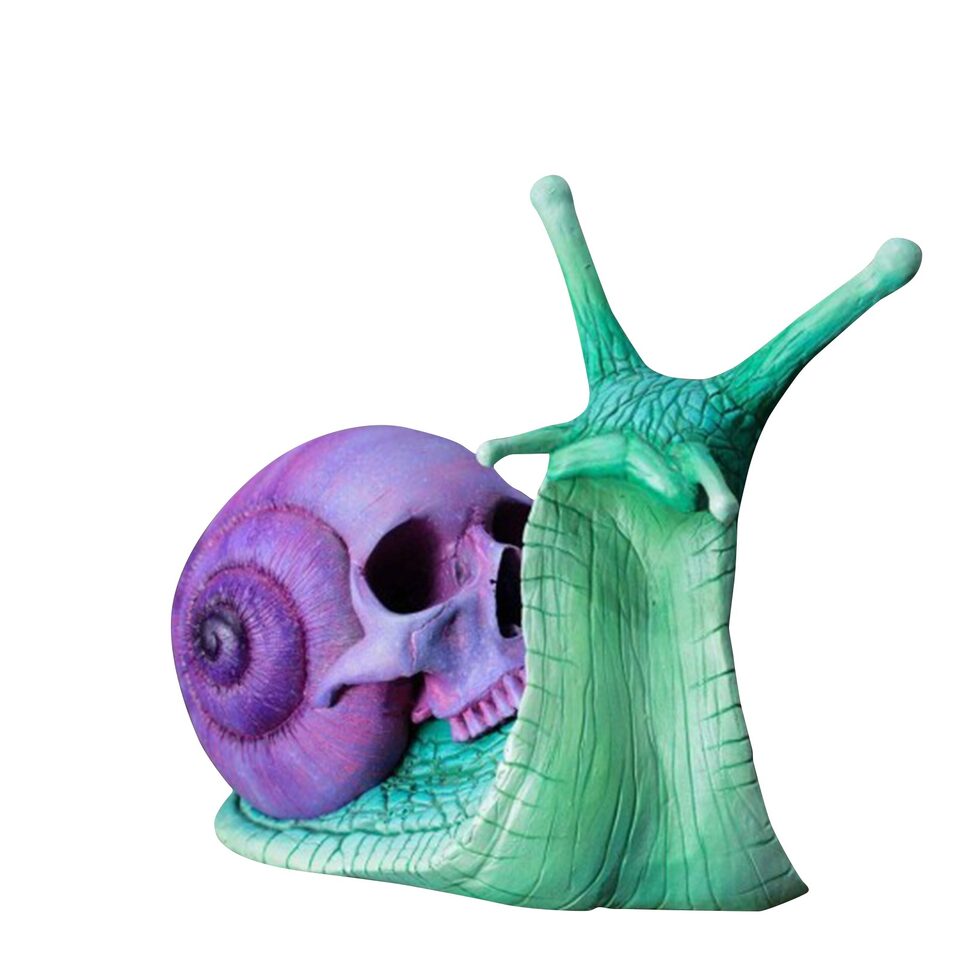 Snail Skull Sculpture Gothic Decoration Statue Patio Figurine