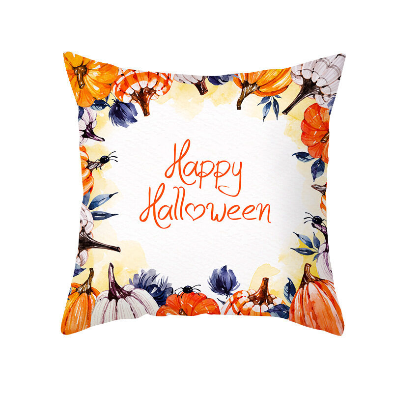 Halloween Pillowcase Pumpkin Letter Fly Velvet Pillow Cushion