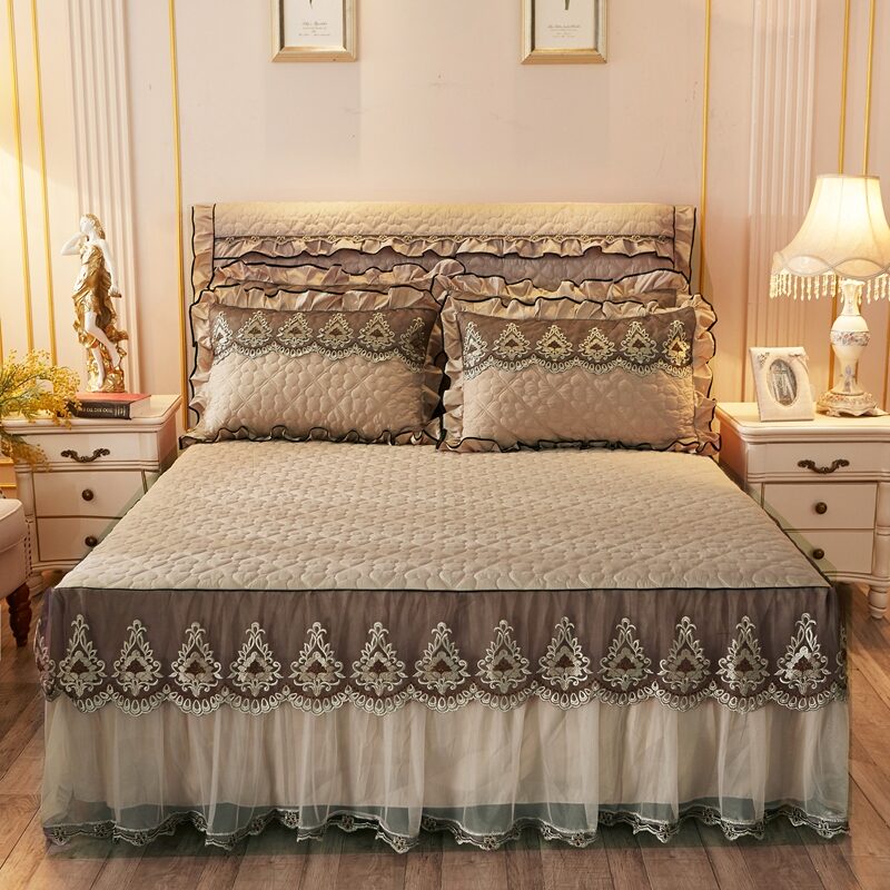 Quilted Lace Bed Skirt Thickened Plus Cotton Bedspread