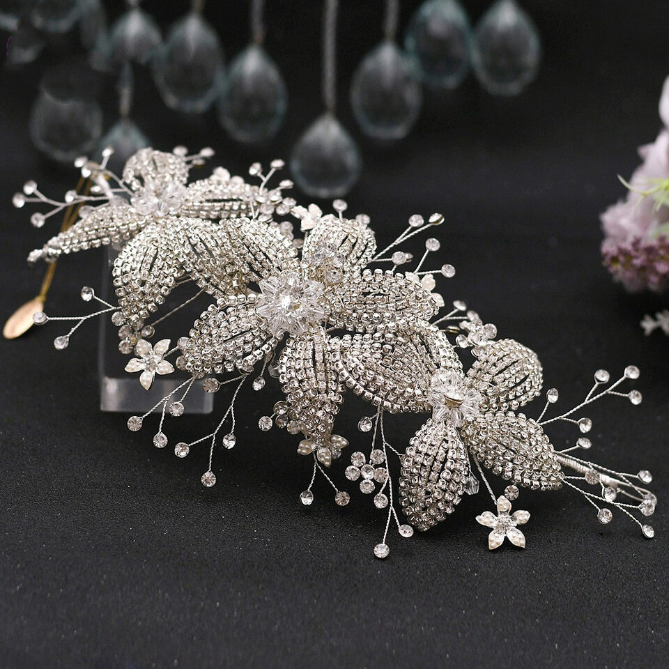 Flower Rhinestone Hair Accessories Bridal Wedding Band