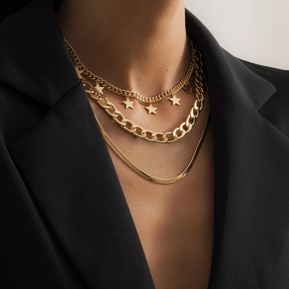 Multilayer Star Choker Necklaces for Women Punk Geometric