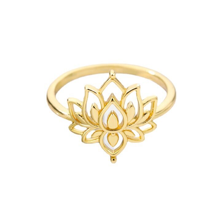 Women's Stainless Steel Rings Vintage Golden Lotus Men's