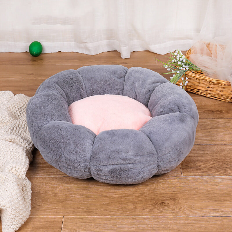 Autumn Winter Plus Velvet Thick Round Flower Cat
