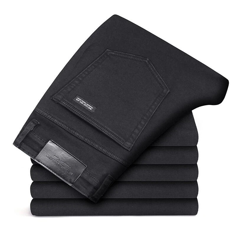 New Men's Jeans Slim Straight Black Pants