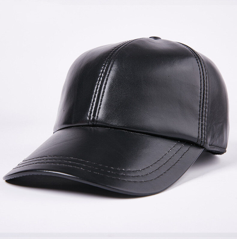 Leather Men Women Middle-aged And Elderly Sheepskin Baseball