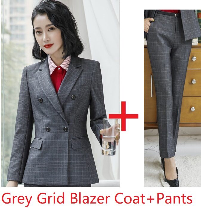 Plaid Business Suit Womens Formal Work Clothes