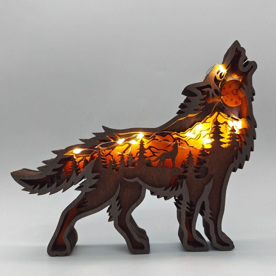 Christmas Decoration Wooden Animal Carving Handcraft Gift Wall