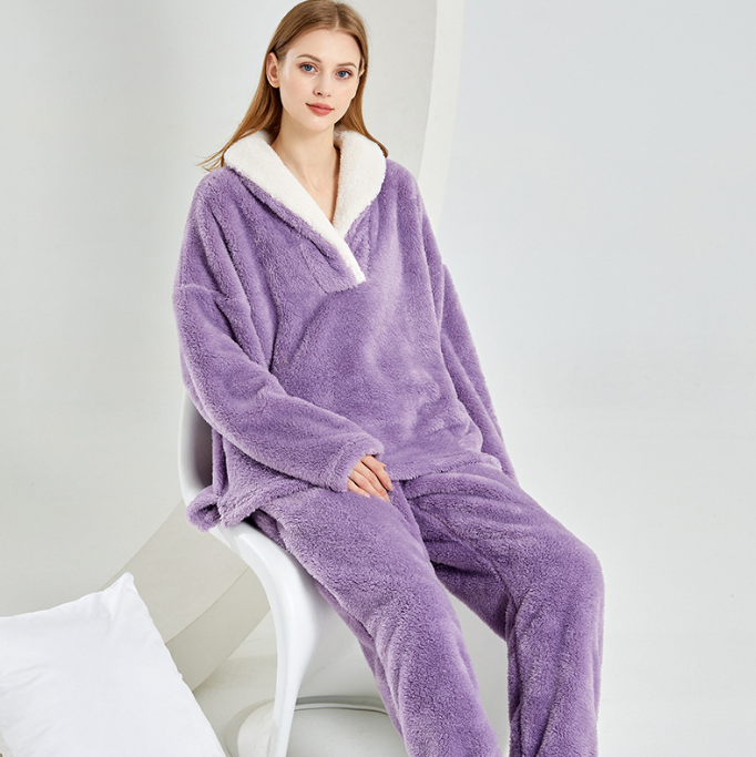 Flannel Pajamas Set Thickening Couples Home Service