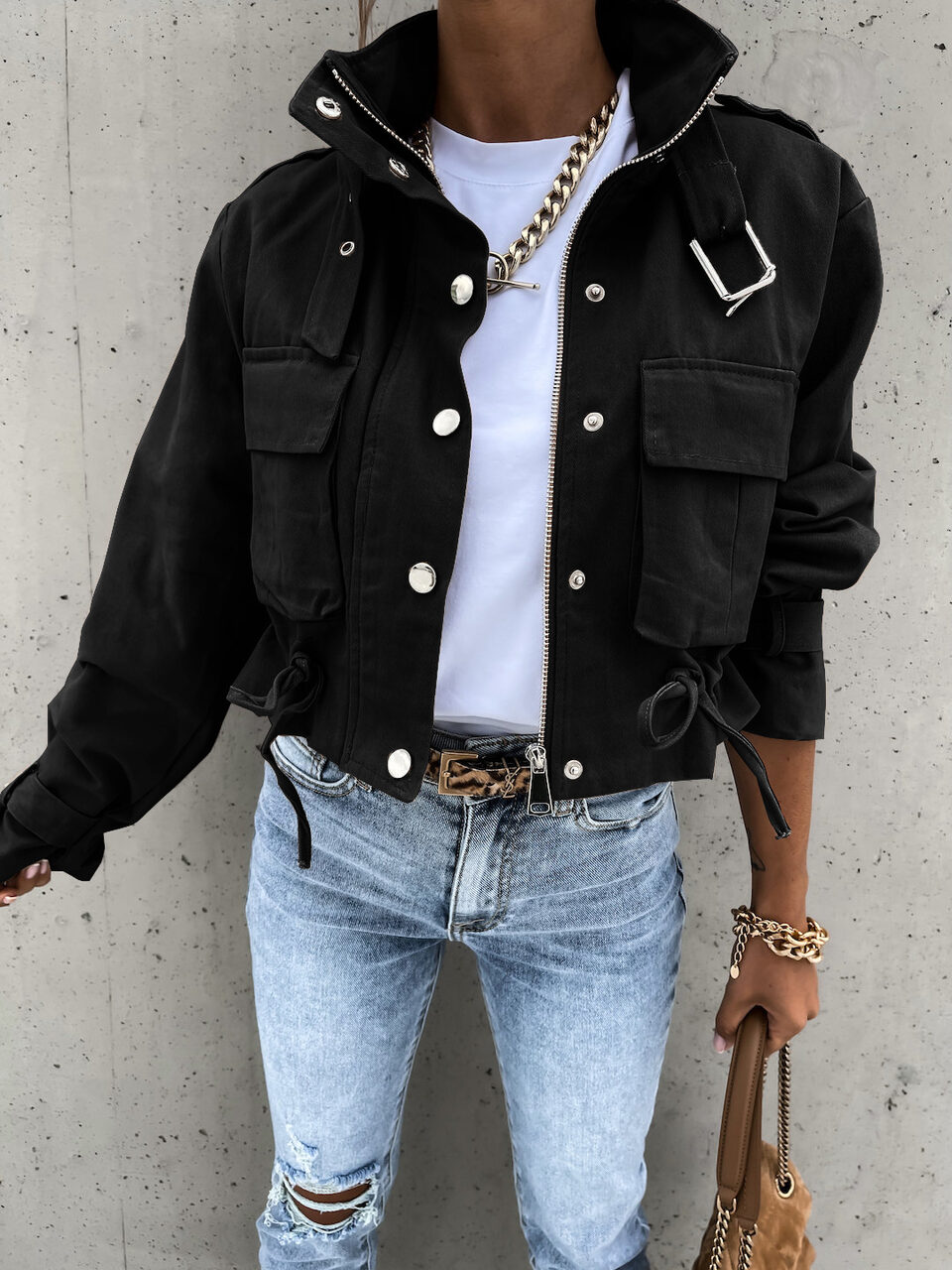 Autumn And Winter Motorcycle Jacket Coat Short Polyester